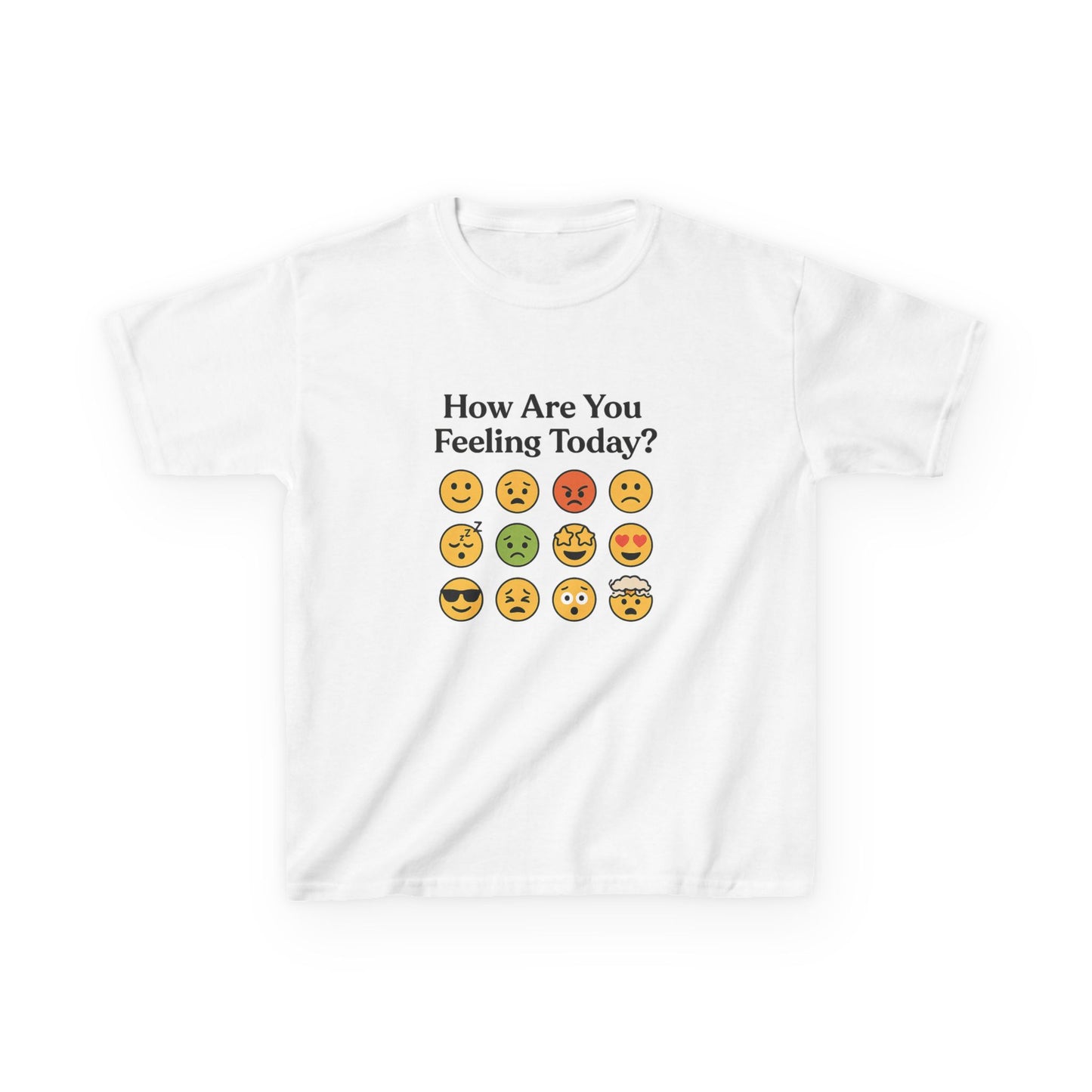 Kids Heavy Cotton™ Tee  How are you feeling Today? Emoji