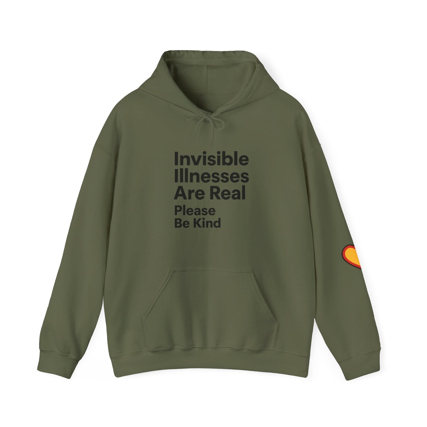 Unisex Heavy Blend™ Hooded Sweatshirt: Invisible Illnesses Are Real "Please Be Kind"