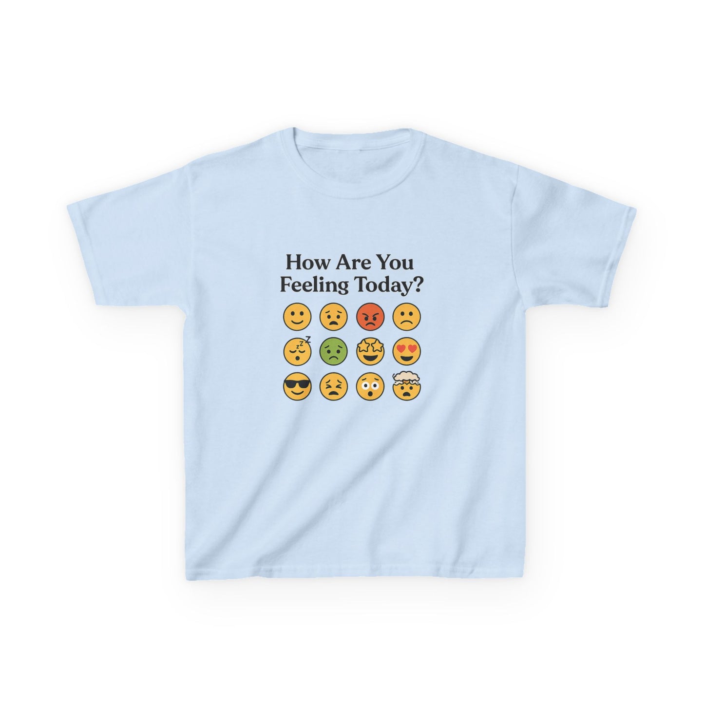 Kids Heavy Cotton™ Tee  How are you feeling Today? Emoji