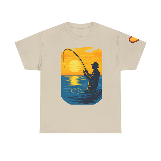Unisex Heavy Cotton Tee: Fishing Clears the Mind - Mentally and Physically