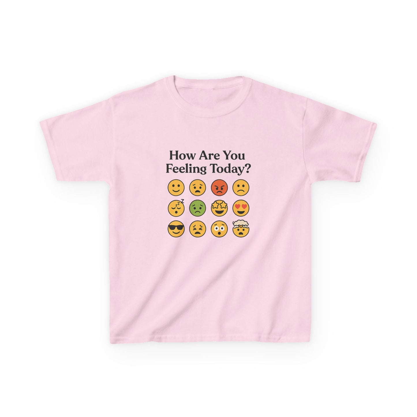 Kids Heavy Cotton™ Tee  How are you feeling Today? Emoji