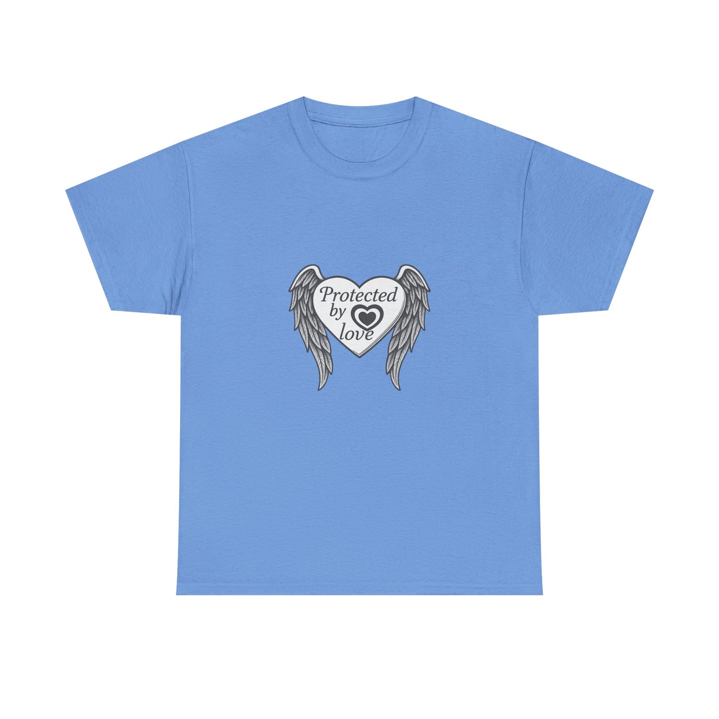 Unisex Heavy Cotton Tee " Protected By Love" With angel wings and heart